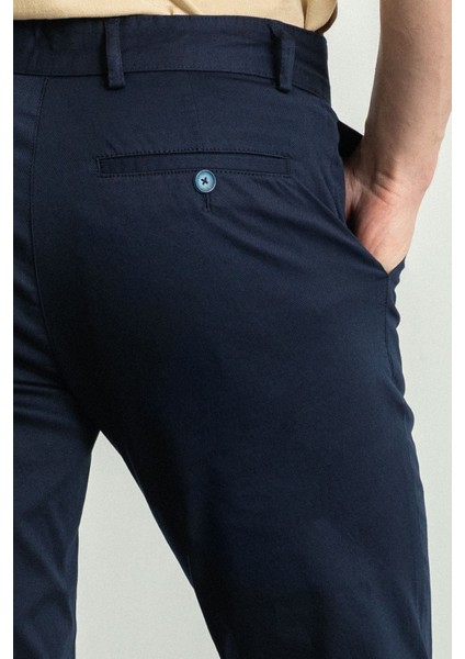 Düz Lacivert Renk Slim Fit Kanvas Erkek Pantolon