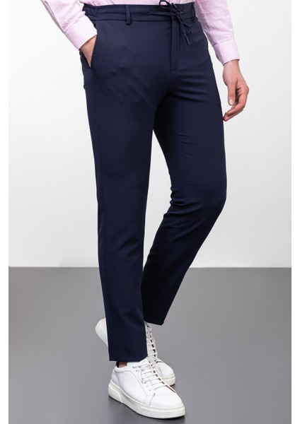 Düz Super Slim Fit İpli Erkek Pantolon