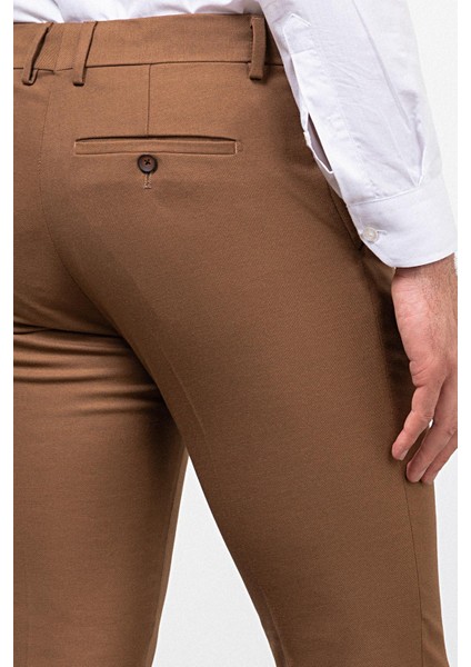 Düz Kamel Rengi Slim Fit Klasik Erkek Pantolon modelleri