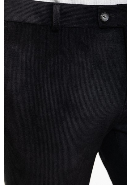 Çizgili Siyah Slim Fit Kadife Erkek Pantolon fiyatları