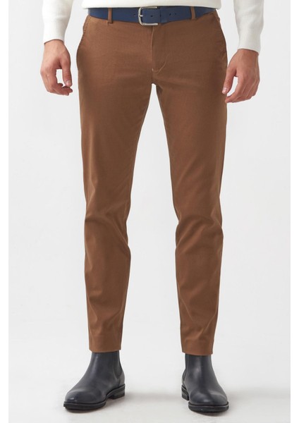 Düz Kamel Rengi Slim Fit Erkek Pantolon