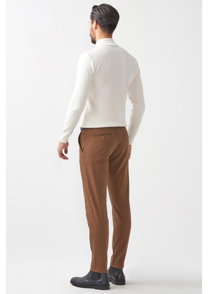 Düz Kamel Rengi Slim Fit Erkek Pantolon modelleri