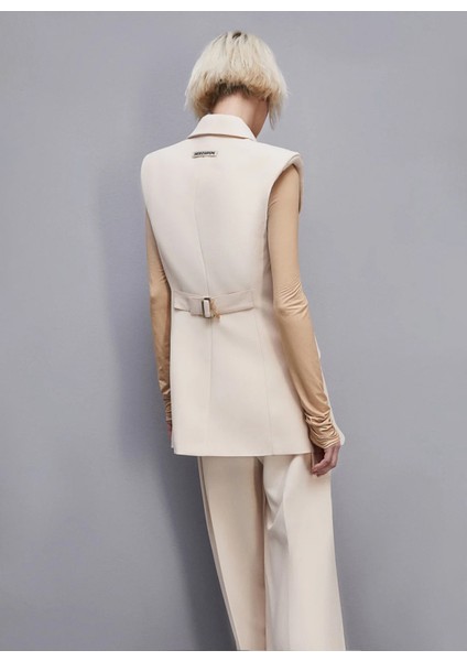 Ekru Kadın Kruvaze Yaka Dar Yelek 8S0486 fırsatları