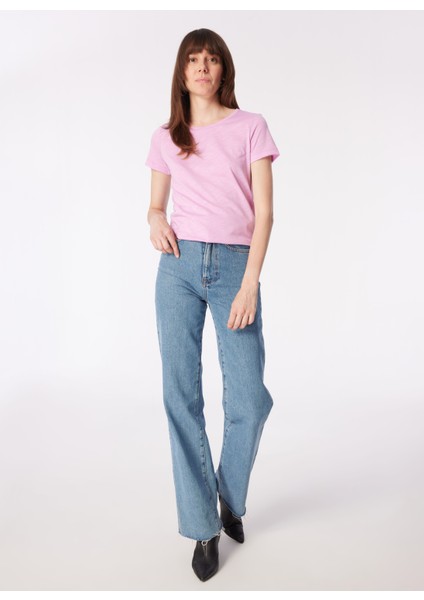 Bisiklet Yaka Lila Kadın T-Shirt 3TNHL103L fiyatları