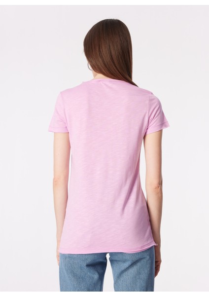 Bisiklet Yaka Lila Kadın T-Shirt 3TNHL103L fırsatları