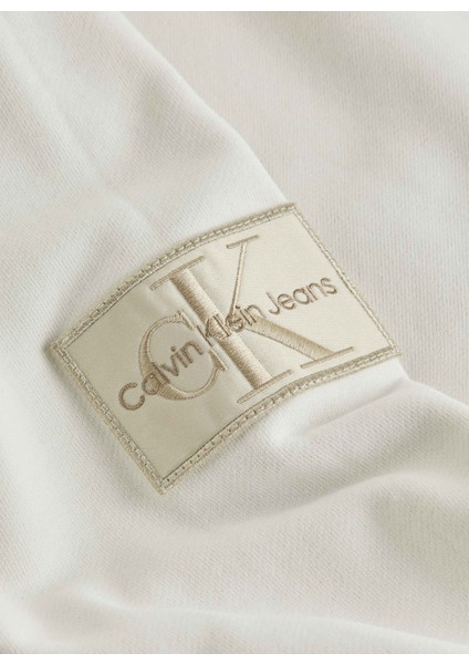 Bisiklet Yaka Krem Erkek Sweatshırt J30J323426YBI Badge Crew Neck modelleri