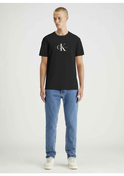 Bisiklet Yaka Baskılı Siyah Erkek T-Shirt J30J326863BEH Dıstressed Monologo fiyatları