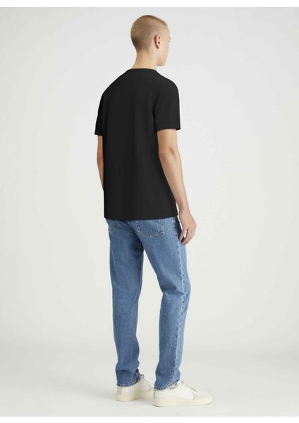 Bisiklet Yaka Baskılı Siyah Erkek T-Shirt J30J326863BEH Dıstressed Monologo fırsatları