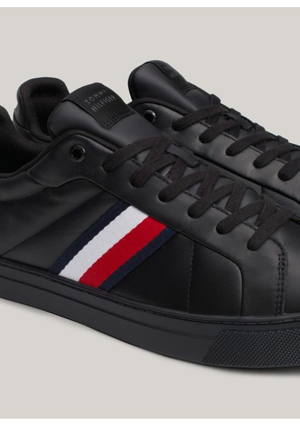 Tommy Hilfiger Siyah Erkek Sneaker Icon Court Lth Strıpes