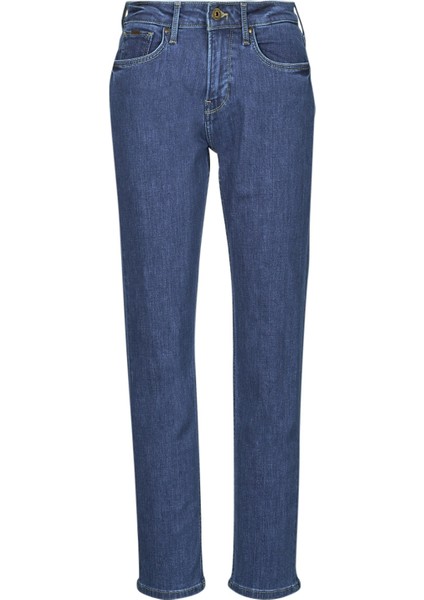 Yüksek Bel Düz Paça Regular Straight Koyu Mavi Kadın Denim Pantolon PL204592GX70