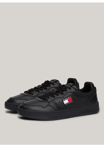 Siyah Erkek Sneaker NewTjm Cupsole Leather Ess modelleri