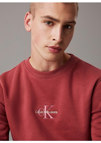 Bisiklet Yaka Bordo Erkek Sweatshırt J30J325630VAI Monologo Crew Neck modelleri