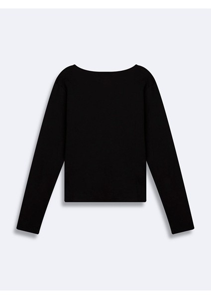 MABADA Kesik V Yaka Soluk Görünümlü Siyah Sweatshırt 1125810666089 fiyatları