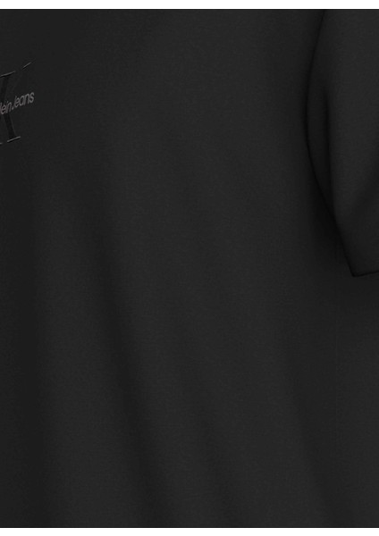 Bisiklet Yaka Nakışlı Siyah Erkek T-Shirt J30J3256490GM Monologo Tee modelleri