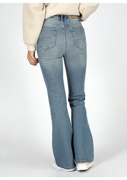 Normal Bel Normal Paça Flare Kadın Denim Pantolon 251 Lcf 121024 Luna Spencer Lıght fırsatları