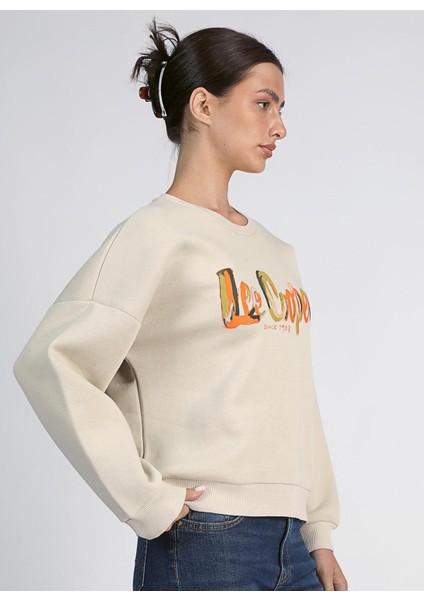 O Yaka Baskılı Siyah Kadın Sweatshırt 251 Lcf 241005 Tıla Siyah modelleri