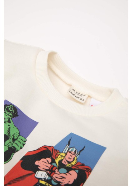 Erkek Bebek 2'li Takım Marvel Bisiklet Yaka Sweatshirt Beli Lastikli Jogger Eşofman Altı D4665A524AU modelleri