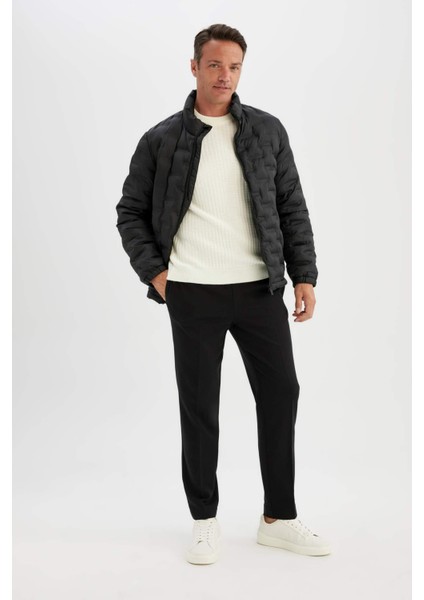 Su İtici Slim Fit Şişme Mont Dar Kesim Dik Yaka Fermuarlı Cepli Kapitone D1234AX24WN