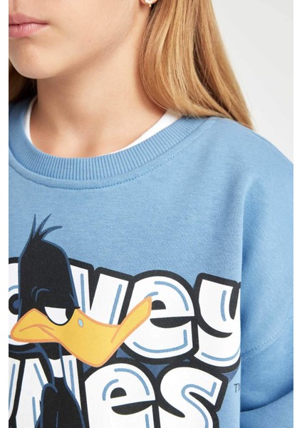 Kız Çocuk Mavi Looney Tunes Oversize Geniş Kalıp Bisiklet Yaka Sweatshirt D2982A824AU indirimleri