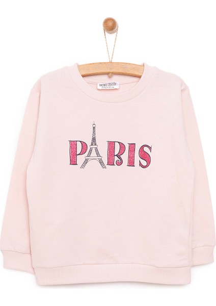 Basic Az Şardonlu Paris Desenli Sweatshirt Kız Bebek modelleri