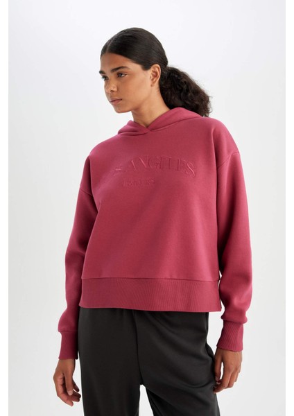 DeFacto Fit NBA Los Angeles Lakers Kapüşonlu Kalın Sweatshirt C8248AX24AU