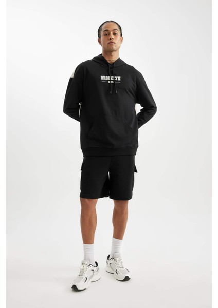 Fit Siyah NBA Brooklyn Nets Comfort Fit Kapüşonlu Sweatshirt C9252AX24AU