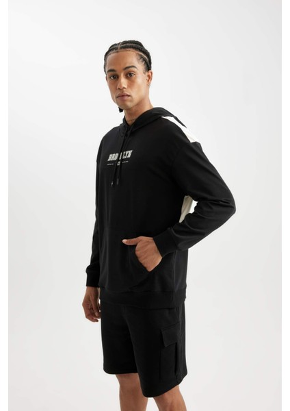 Fit Siyah NBA Brooklyn Nets Comfort Fit Kapüşonlu Sweatshirt C9252AX24AU