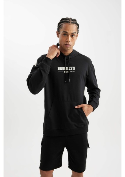 Fit Siyah NBA Brooklyn Nets Comfort Fit Kapüşonlu Sweatshirt C9252AX24AU