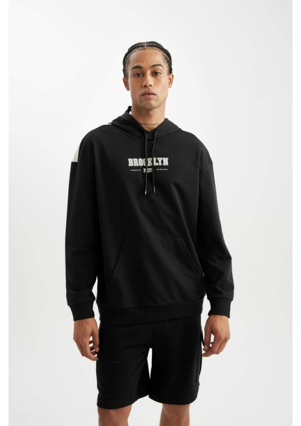 Fit Siyah NBA Brooklyn Nets Comfort Fit Kapüşonlu Sweatshirt C9252AX24AU