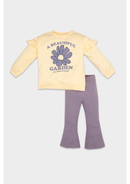 Kız Bebek 2'li Takım Çiçekli Sweatshirt Tayt D5493A5NS