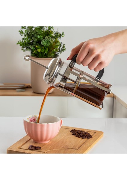 305 French Press Süzgeçli Bitki Çayı Demliği Kahve Presi - 350 ml