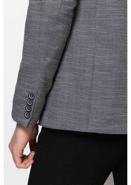 Dokulu Siyah Renk Slim Fit Mono Yaka Erkek Ceket indirimleri