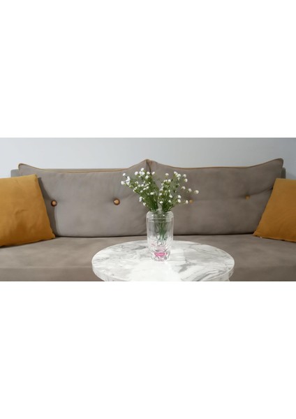 Çiçek,beyaz Yapay Çiçek ve Vazo Dekoratif Kristal Damlalı 6X6X19CM