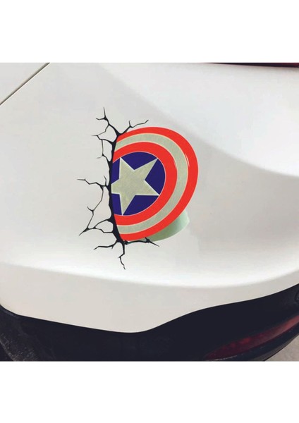 3D Sticker Kaptan Amerika Oto Sticker, Motorsiklet, Kask, Laptop Sticker 20X12 cm Oto Aksesuar