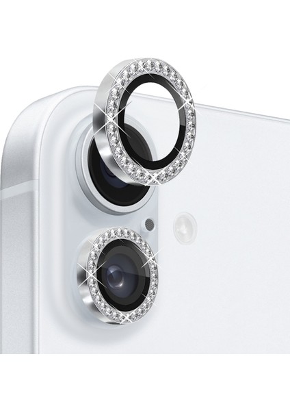 Apple iPhone 16 5d Tam Kapatan Ekran Koruyucu + Taşlı Kamera Lens Metal Koruyucu