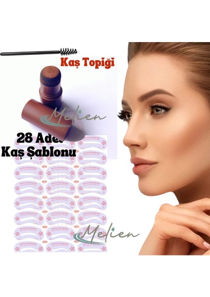 Yeniden Kullanılabilir 28 Adet Kaş Şablonu Şekillendirici Koyu Kaş Boyası Topiği Damgası Pudrası modelleri