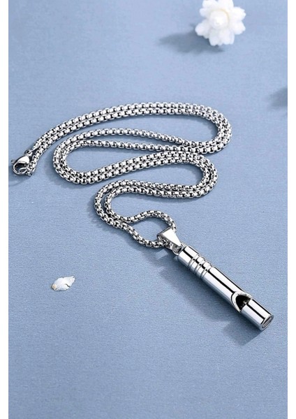 Muı Muı Acil Durum Düdüğü 316L Çelik Kararma Yapmaz Yüksek Desibel Kolye Unisex