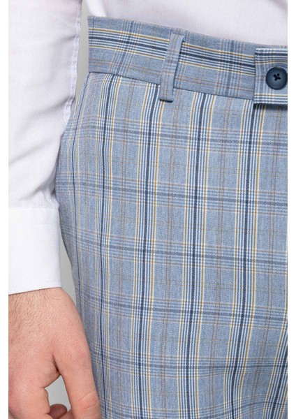 Mavi Ekoseli Süper Slim Pantolon fiyatları