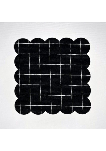 Ekose Siyah Zemin Desenli Dijital Baskılı Kokteyl Peçetesi Yıkanabilir Lazer Kesimli