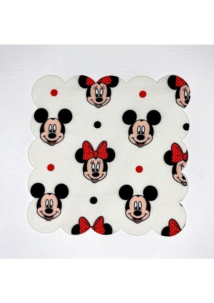 Mickey&minnie Mouse Desenli Dijital Baskılı Kokteyl Peçetesi Yıkanabilir Lazer Kesimli