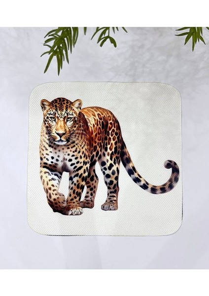Leopar Desenli Kumaş Kokteyl Peçetesi Yıkanabilir Lazer Kesimli