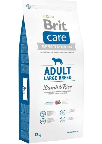 Brit Care Large Breed Hypoalerjenik Kuzu Etli ve Pirinçli Büyük Irk Yetişkin Köpek Kuru Maması 12 kg (STT:07/2025)
