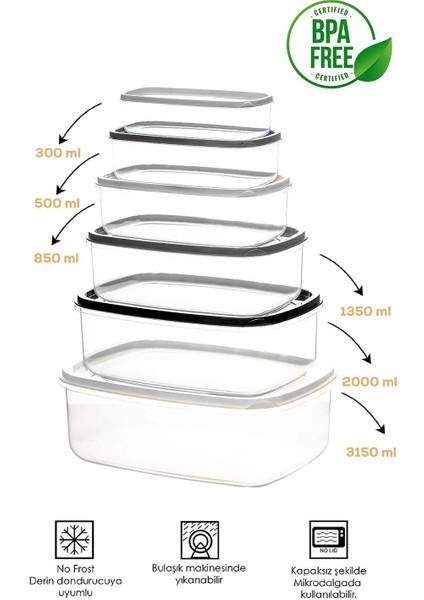 1171 6' lı Derin Dondurucu Mikrodalga Saklama Kabı - Çok Amaçlı Erzak Saklama Kabı Seti modelleri