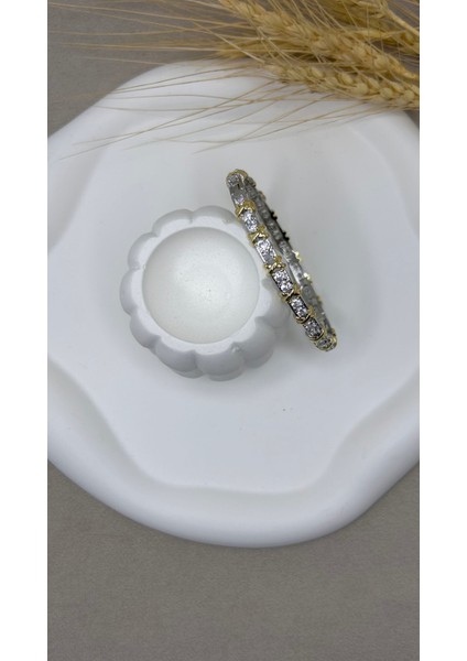 Swarovski Taşlı Iki Renkli Tif Çelik Bileklik