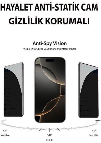 Iphone 16 Pro Max Uyumlu Hayalet Anti-Statik Cam Ekran Koruyucu Gizlilik Korumalı