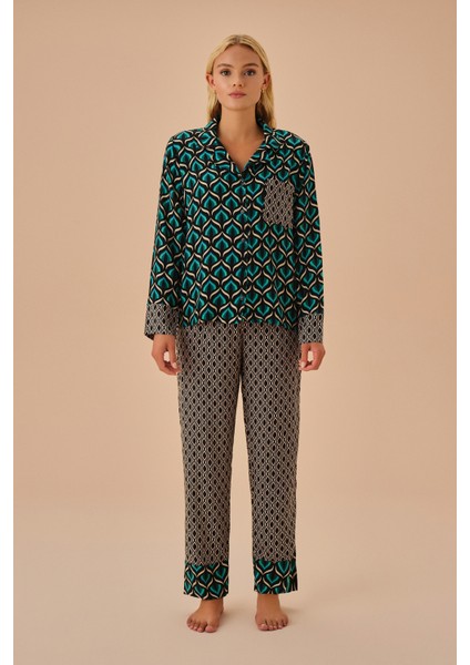 Cat Eye Maskülen Pijama Takımı