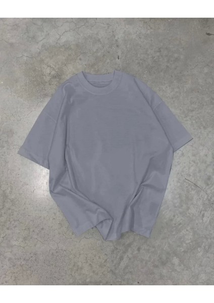 Pileli Store Pilelistore  Basic Bisiklet Yaka Oversize T-Shirt - Füme