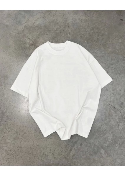 Pilelistore  Basic Bisiklet Yaka Oversize T-Shirt - Beyaz