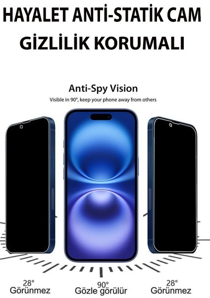 Iphone 16 Uyumlu Hayalet Anti-Statik Cam Ekran Koruyucu Gizlilik Korumalı