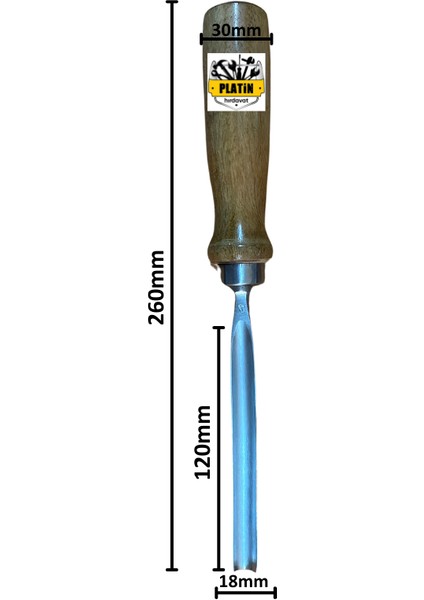 Platin Hırdavat Oluklu Iskarpela 18 mm - Ahşap Saplı PLT2800082